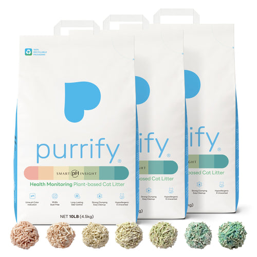 Arena para gato vegetal aglutinante Purrify® con indicador de pH