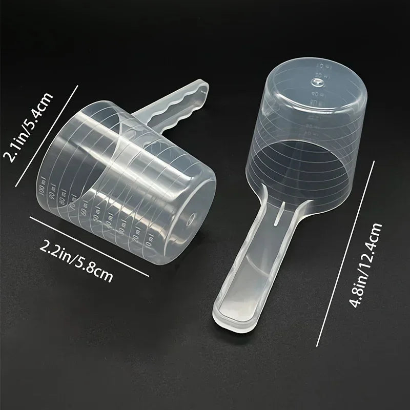 Cuchara medidora transparente para alimento de mascotas (100 ml)