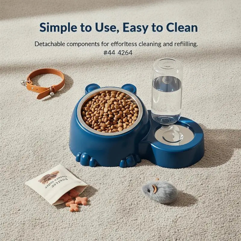 Plato elevado 2 en 1 con bebedero automático para gato