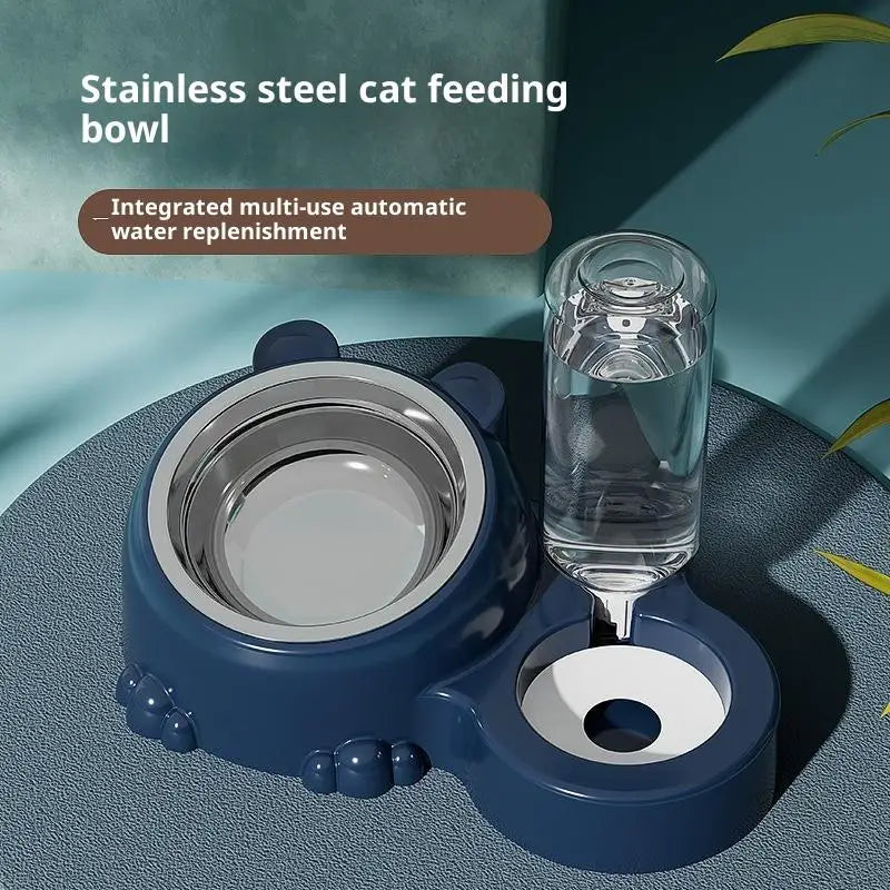 Plato elevado 2 en 1 con bebedero automático para gato