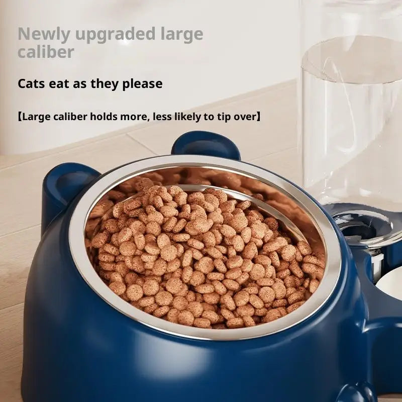 Plato elevado 2 en 1 con bebedero automático para gato