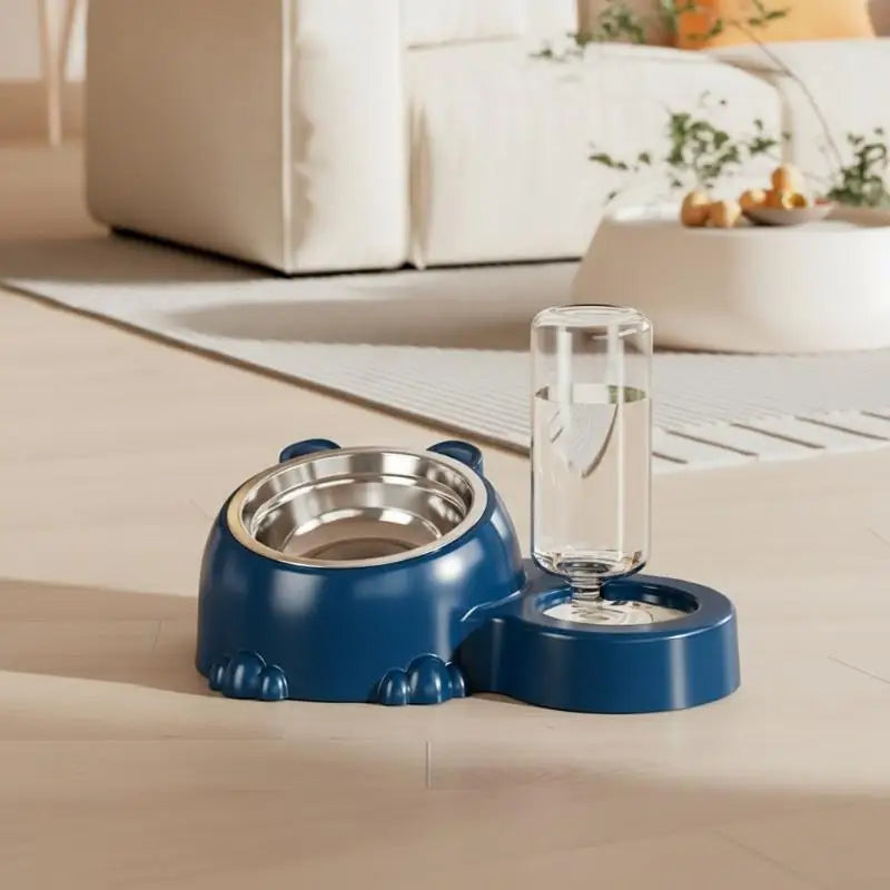 Plato elevado 2 en 1 con bebedero automático para gato