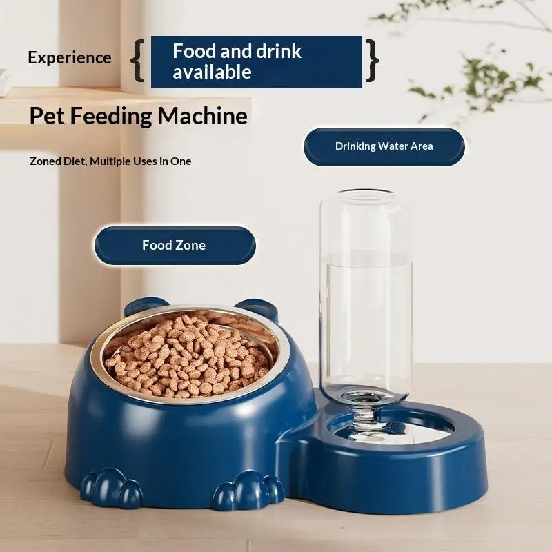 Plato elevado 2 en 1 con bebedero automático para gato